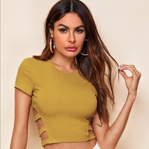 SHEIN Cut Out Rib Knot Top